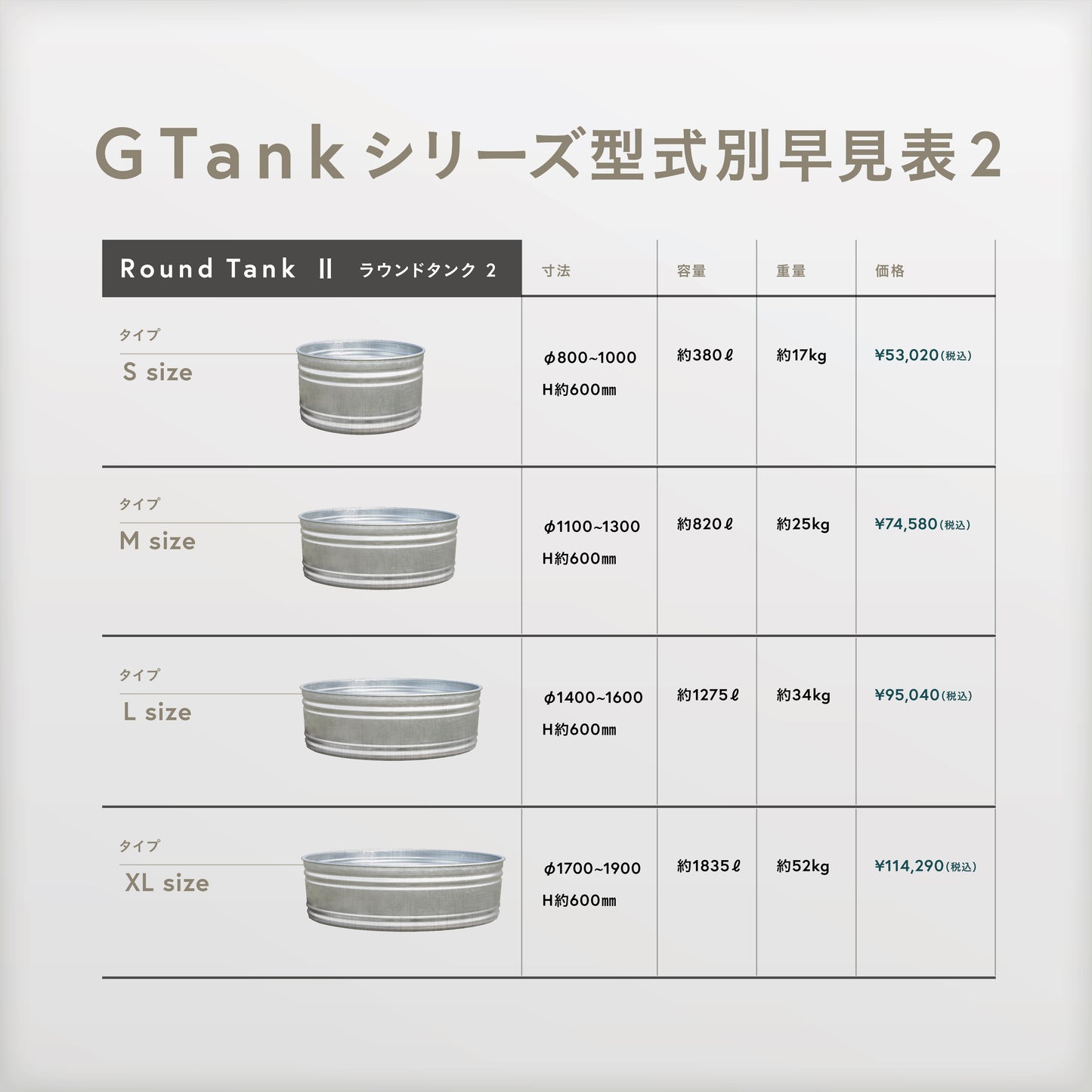 Gタンク/ラウンドタンク Ⅱ M size