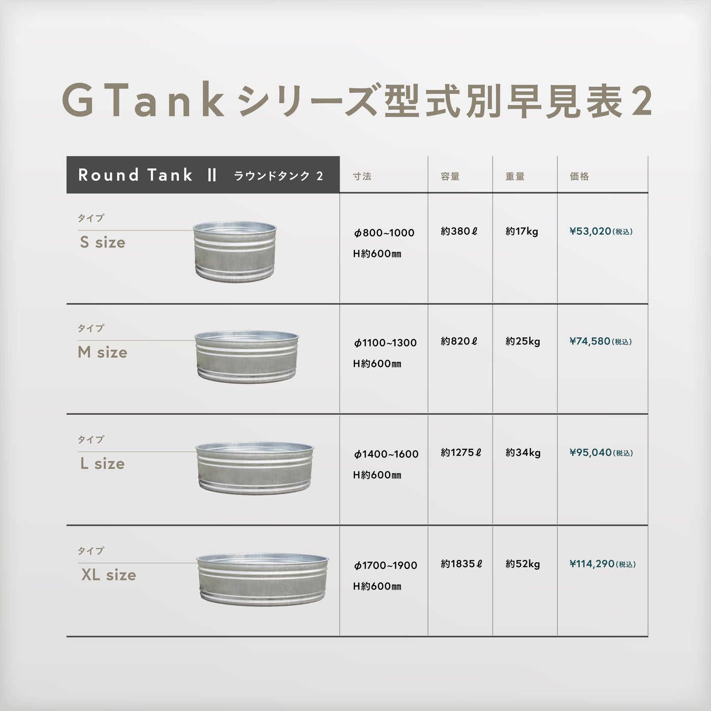 Gタンク／ラウンドタンク Ⅰ　S size